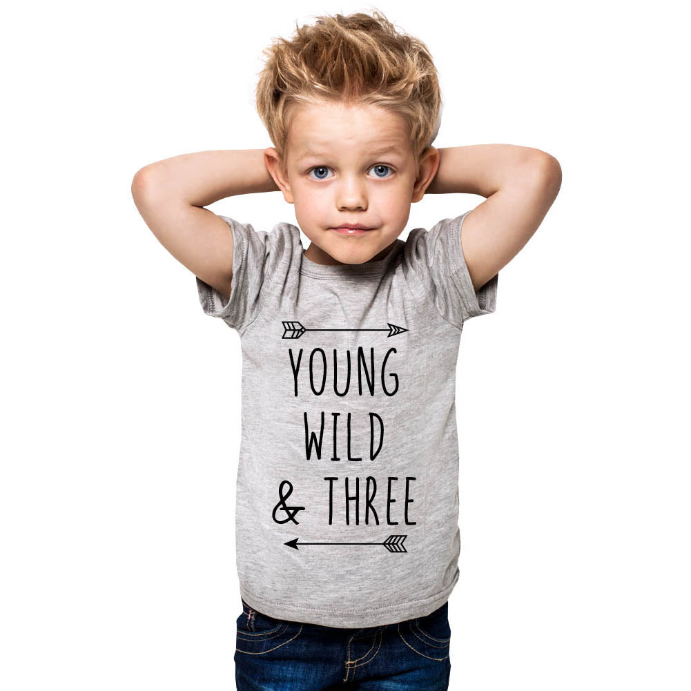 Young Wild & Three - cool boho Shirt 3rd Age 3 Three year old – wallsparks